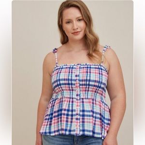 Torrid Peplum Smocked Bodice Cami